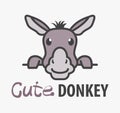 Vector Logo of ÃÂute funny smiling cartoon donkey. Can be use for advertising farm, market, koumiss shop